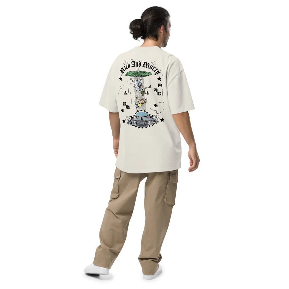 Rick and Morty Portal Fall Oversized Faded T-Shirt - Image 4