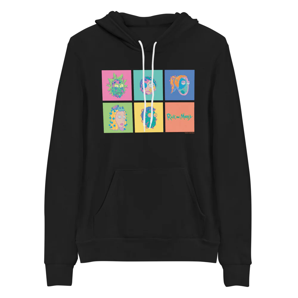 Rick and Morty Smith Family Grid Adult Fleece Hooded Sweatshirt - Image 4