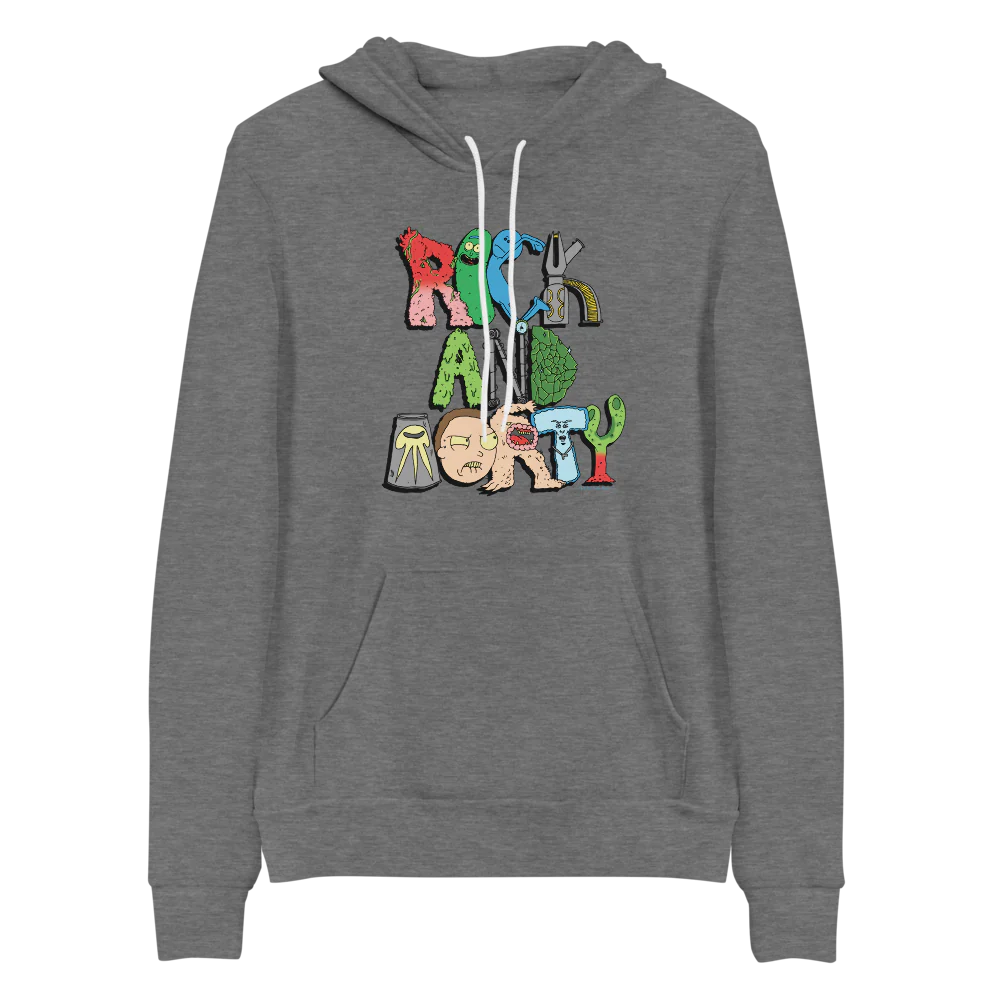 Rick and Morty Word Art Adult Fleece Hooded Sweatshirt - Image 5