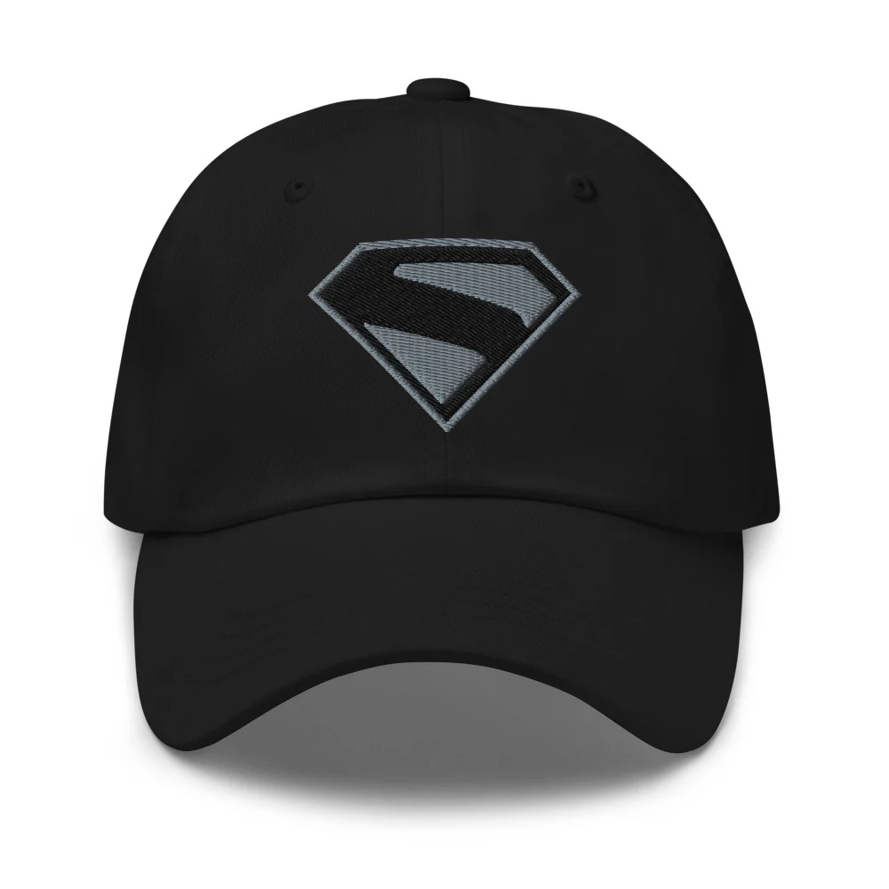 SUPERMAN (2025 Movie) Black & Gray S-Shield Embroidered Dad Hat - Image 3