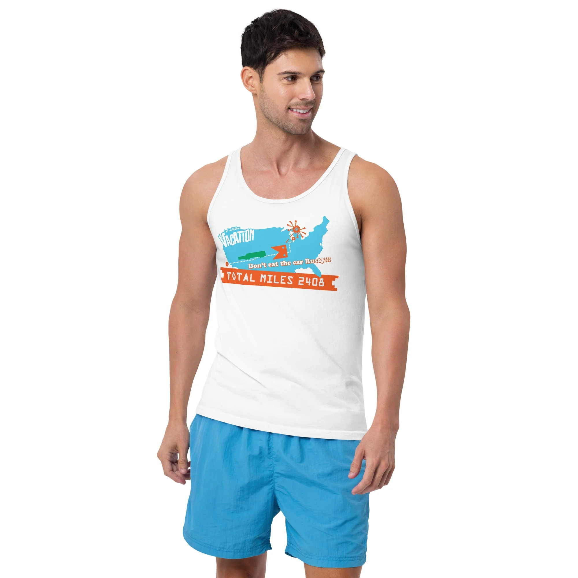 WB 100 Family Vacation Map Adult Tank Top - Image 4